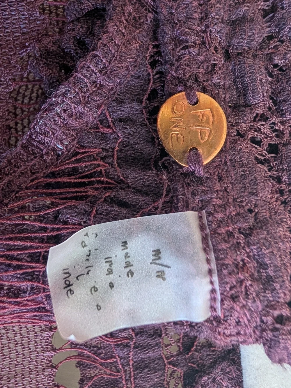 Free People Plum Lace Long Sleeve Bodysuit